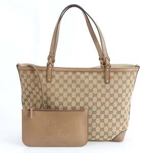 Gucci GG Canvas 247209 Leather Tote Bag Shoulder Handbag Brown Women's